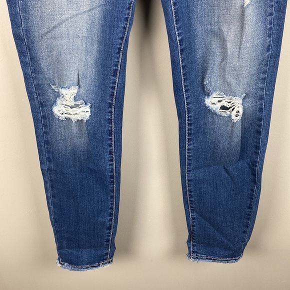 Kancan Blue Skinny Straight Raw Hem Distressed Jeans Size 9/28 - Picture 4 of 15